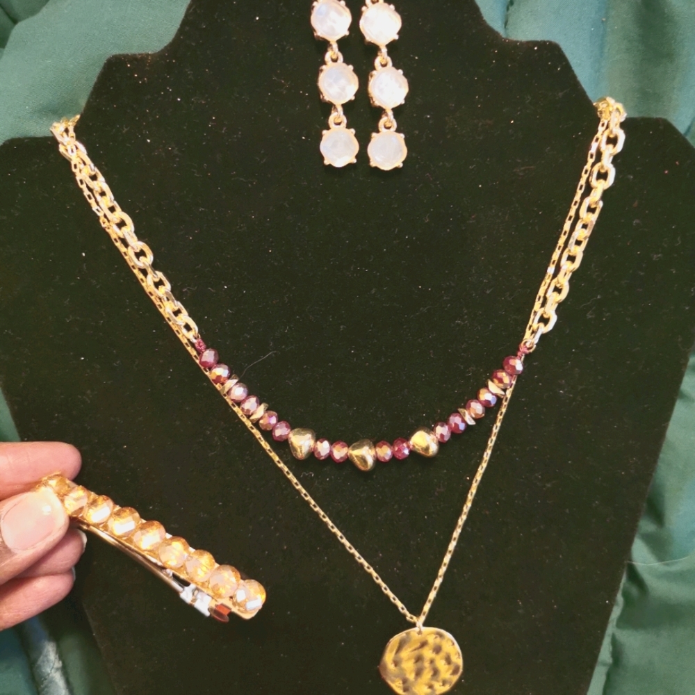 Iridescent Necklace set and Barrette